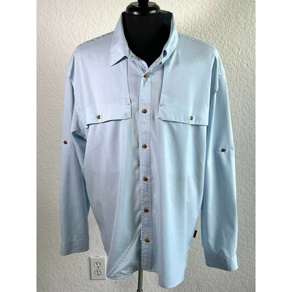 Orvis Trout Bum Men's Vented Fishing Outdoor Blue Long Sleeve Shirt‎ Size 2XL - Picture 2 of 12